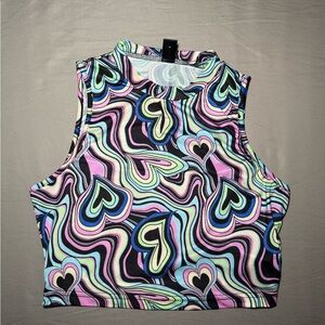 Colorful Heart Patterned Women's Crop Top